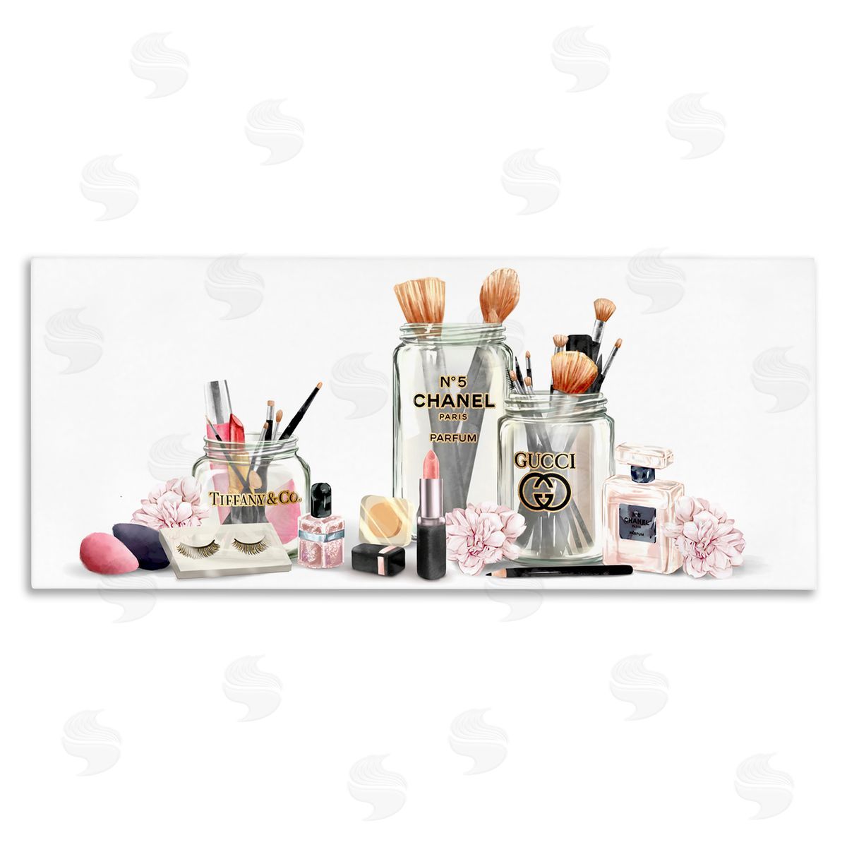 Floral Makeup Collection Still Life Canvas Wall Art, Home Decor by Ziwei Li