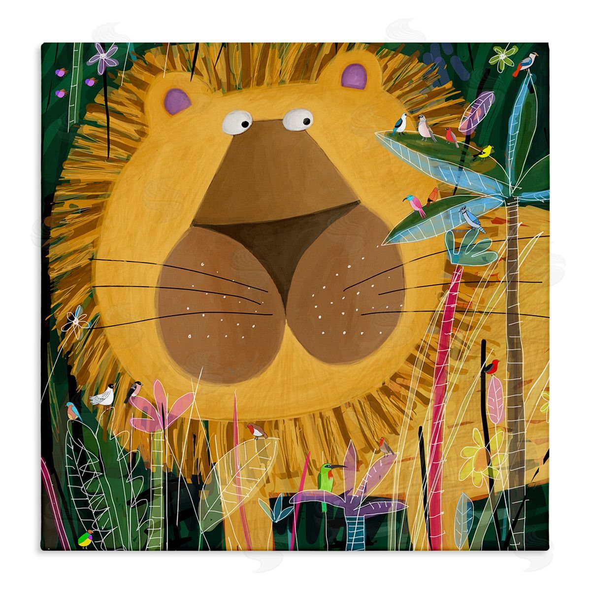 Carla Daly Tiger in Tropical Jungle Kids' Safari Animal Stretched Canvas Wall Art Print