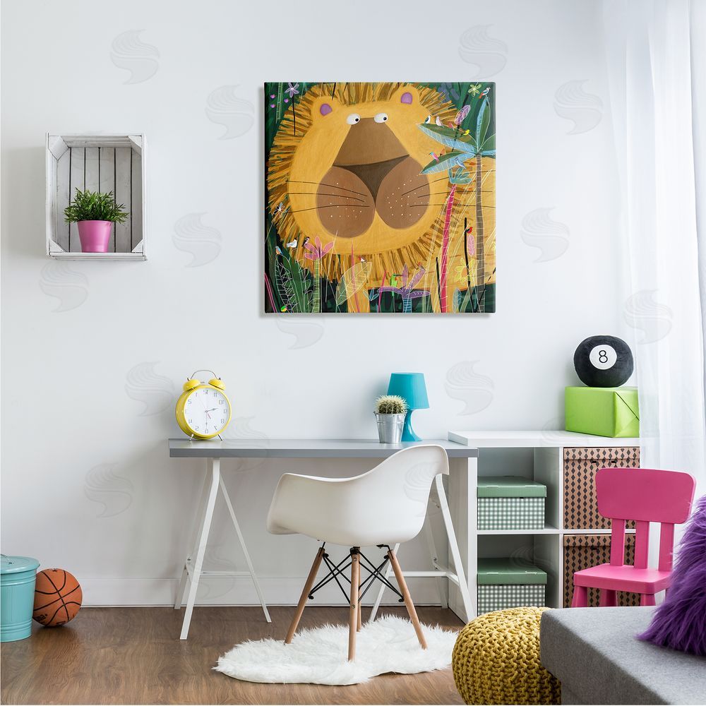 Carla Daly Tiger in Tropical Jungle Kids' Safari Animal Canvas Wall Art in Room