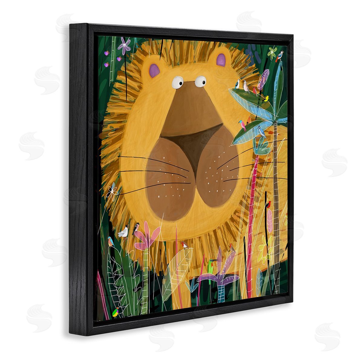 Carla Daly Tiger in Tropical Jungle Kids' Safari Animal Black Floating Frame Canvas Wall Art Print