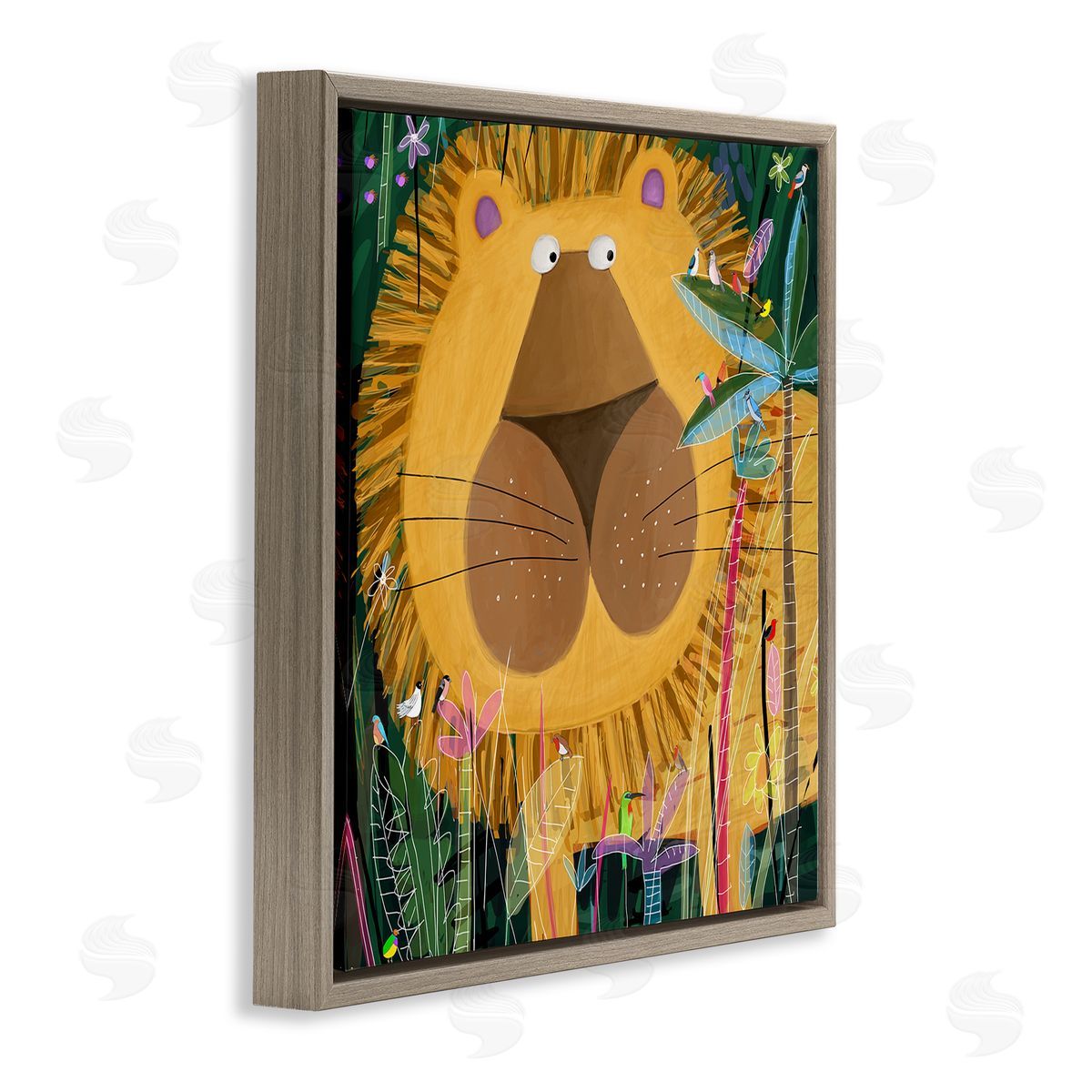 Carla Daly Tiger in Tropical Jungle Kids' Safari Animal Brown Floating Frame Canvas Wall Art Print