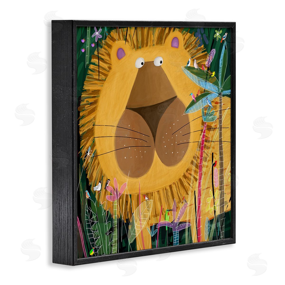 Carla Daly Tiger in Tropical Jungle Kids' Safari Animal Black Framed Glicee Wall Art Print