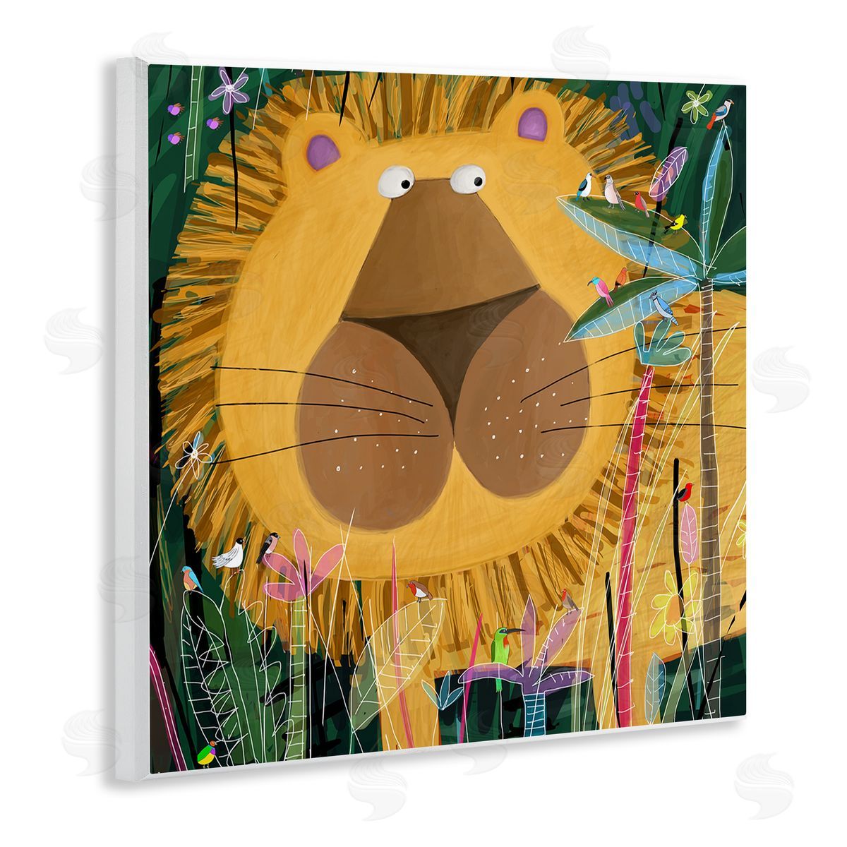 Carla Daly Tiger in Tropical Jungle Kids' Safari Animal Wooden Wall Plaque Art Print