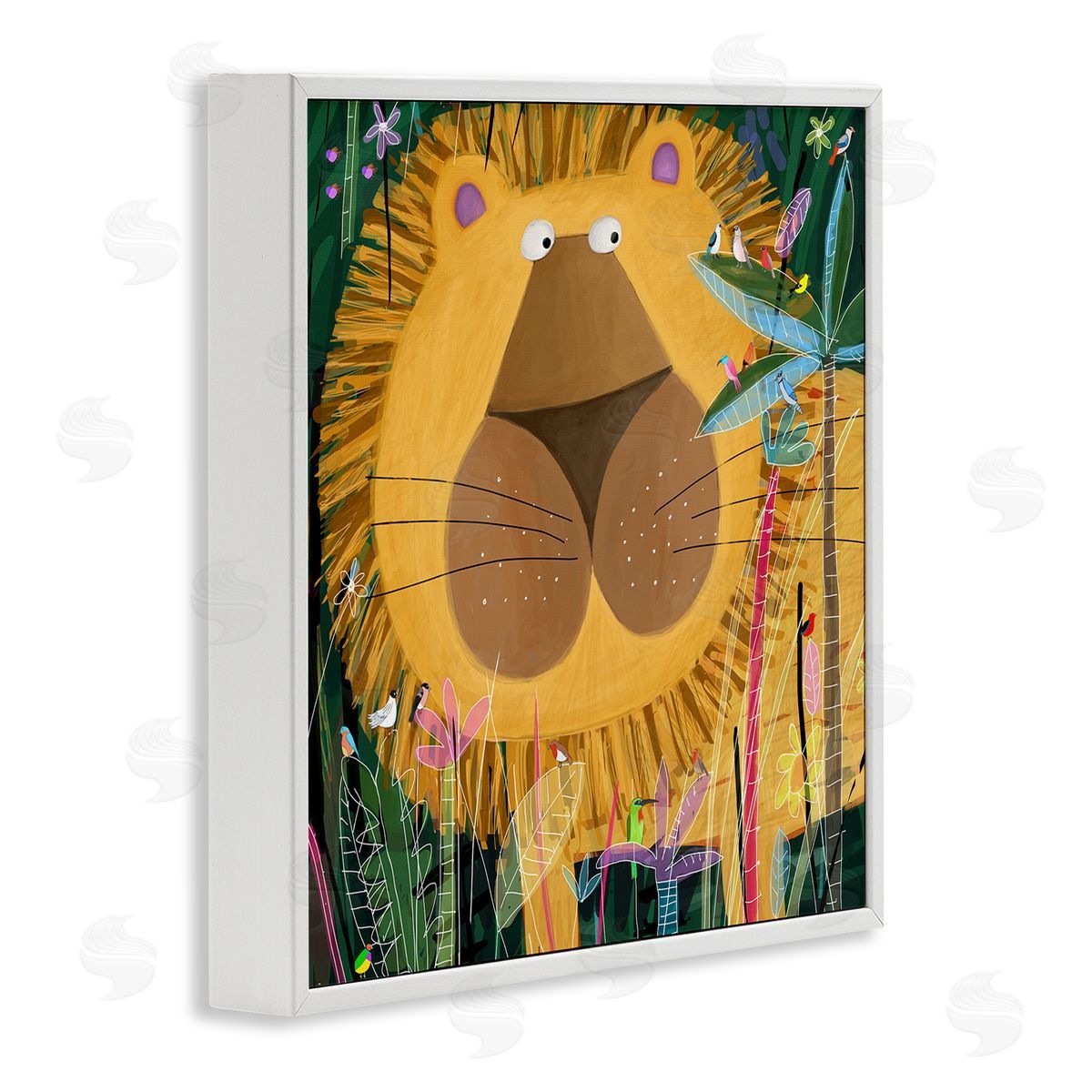 Carla Daly Tiger in Tropical Jungle Kids' Safari Animal White Framed Glicee Wall Art Print