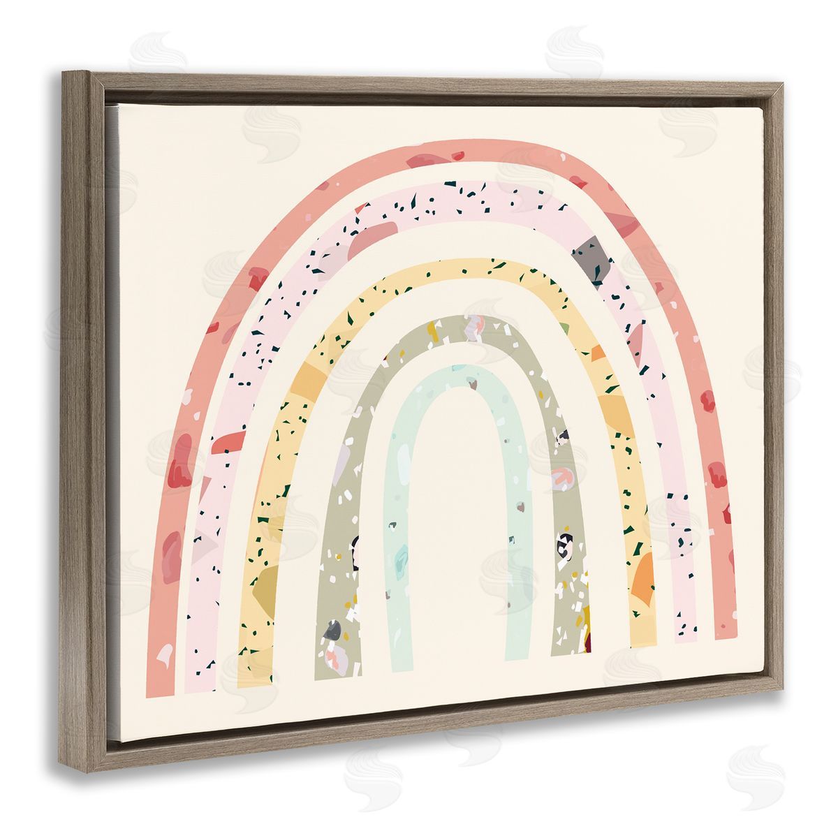 Children's Abstract Pattern Rainbow Brown Floating Frame Canvas Wall Art, Home Decor by Stupell Studio