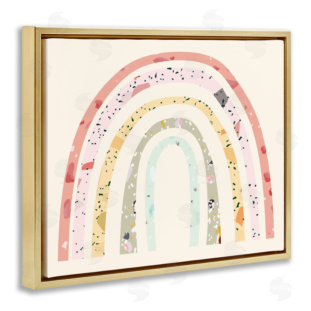 Children's Abstract Pattern Rainbow Gold Floating Frame Canvas Wall Art, Home Decor by Stupell Studio