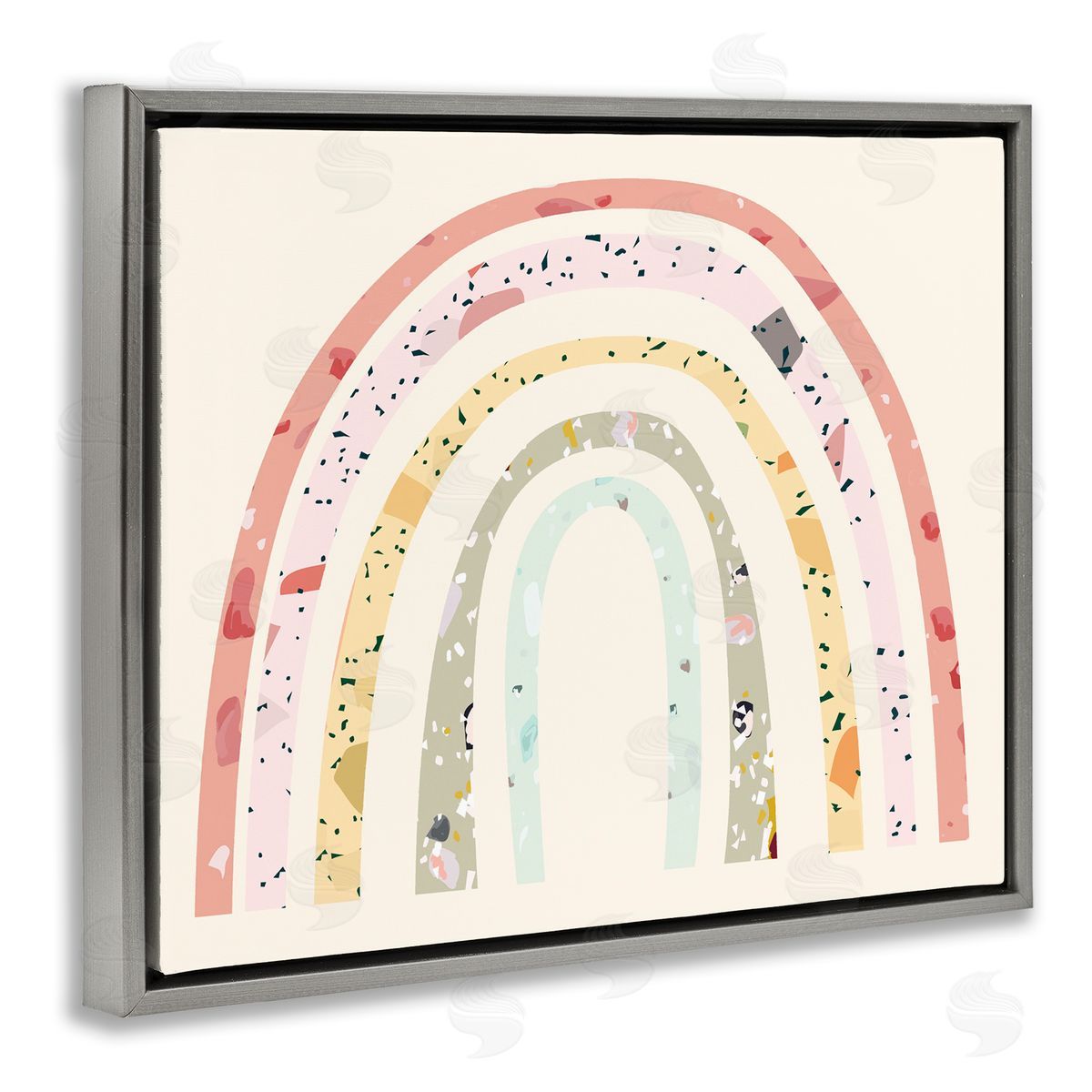 Children's Abstract Pattern Rainbow Grey Floating Frame Canvas Wall Art, Home Decor by Stupell Studio