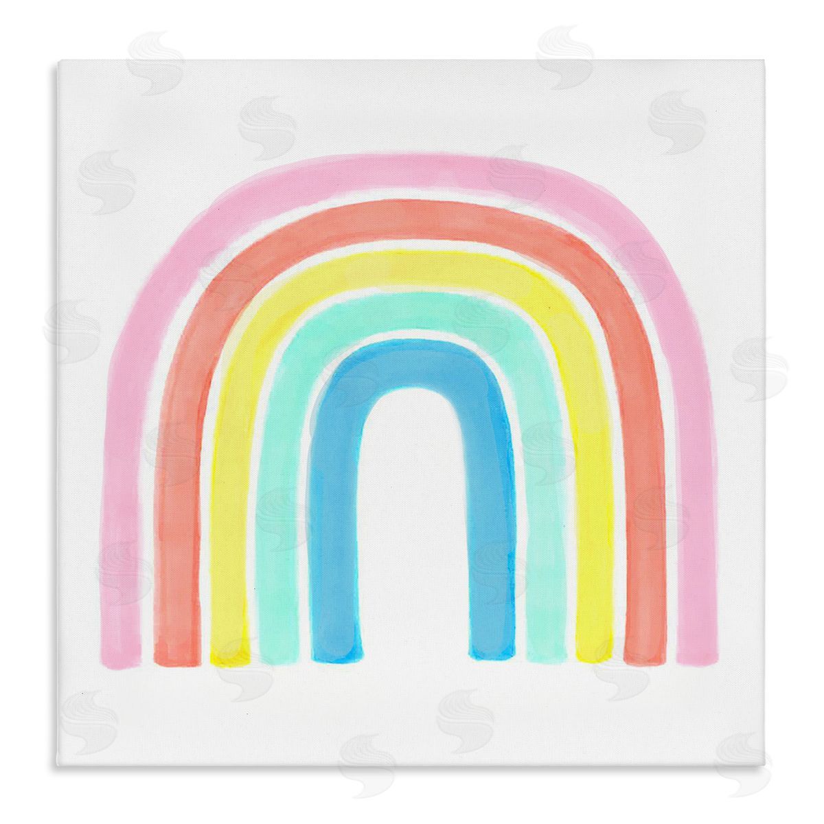 Reesa Qualia Traditional Pastel Arch Rainbow Children's Striped Pattern Stretched Canvas Wall Art Print