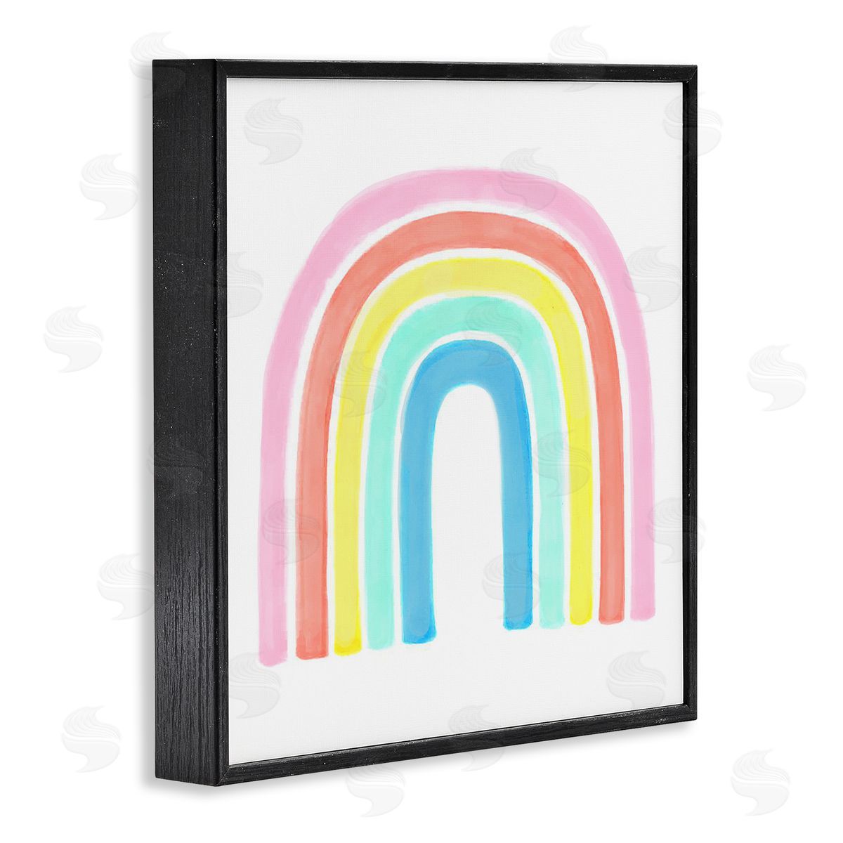 Reesa Qualia Traditional Pastel Arch Rainbow Children's Striped Pattern Black Framed Glicee Wall Art Print