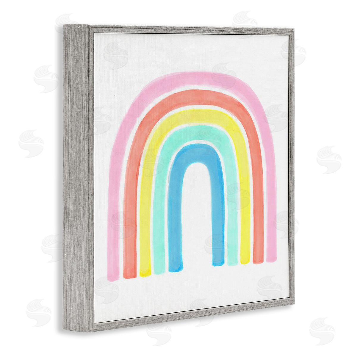 Reesa Qualia Traditional Pastel Arch Rainbow Children's Striped Pattern Gray Framed Glicee Wall Art Print