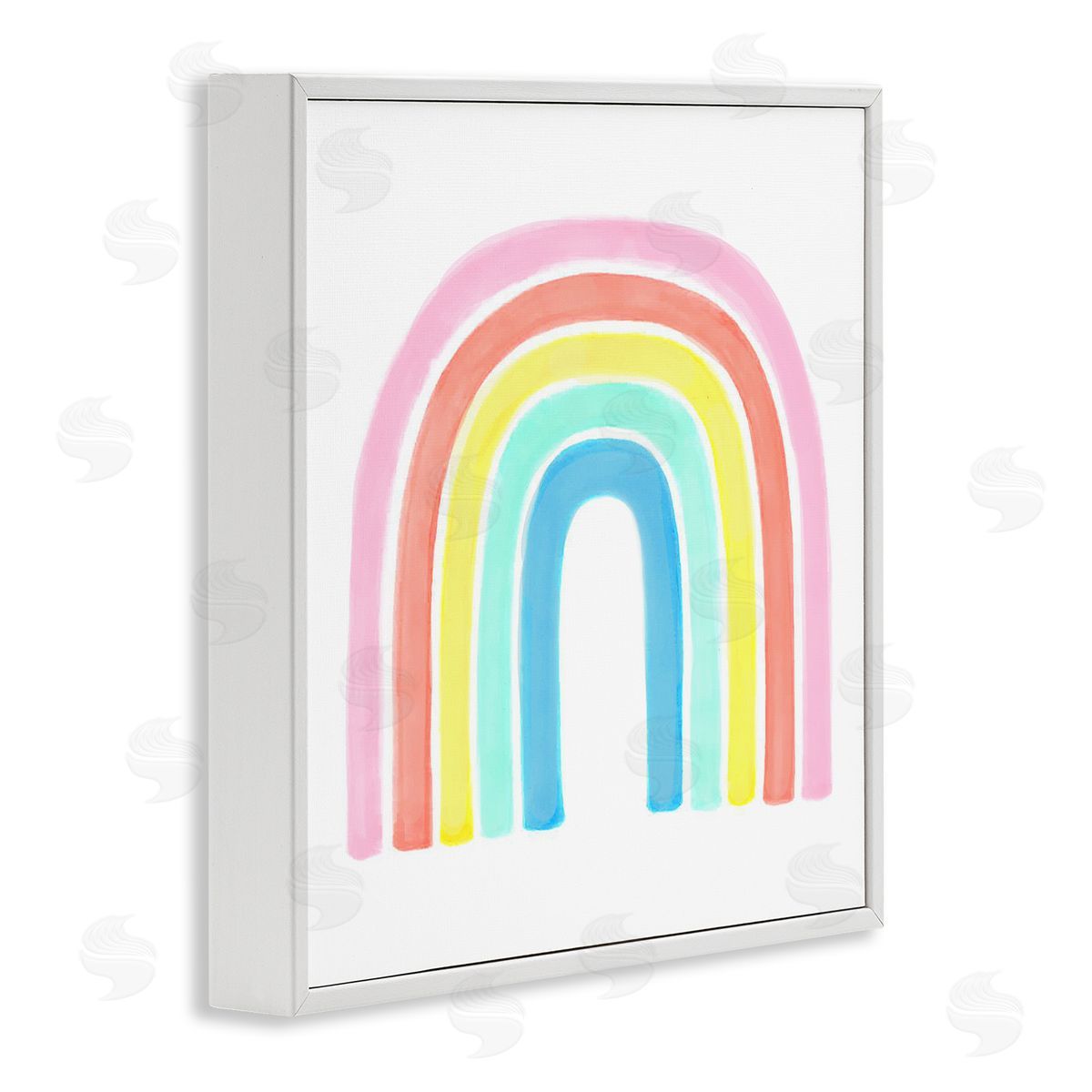 Reesa Qualia Traditional Pastel Arch Rainbow Children's Striped Pattern White Framed Glicee Wall Art Print