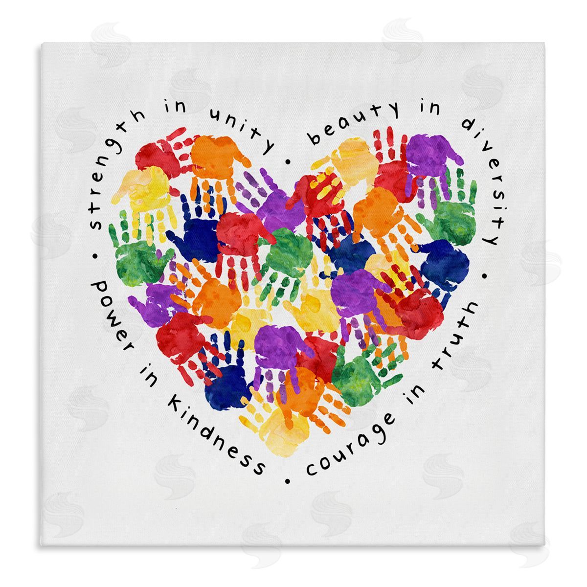 Strength In Unity Handprint Heart Canvas Wall Art, Home Decor by Erica Billups