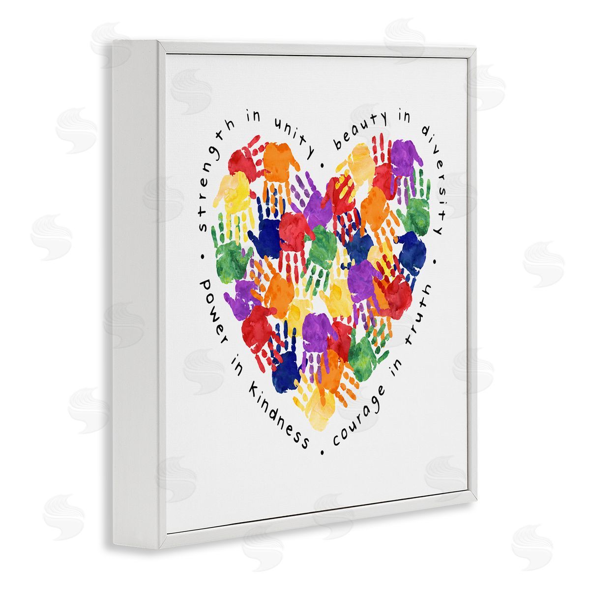 Strength In Unity Handprint Heart White Frame Print Wall Art, Home Decor by Erica Billups