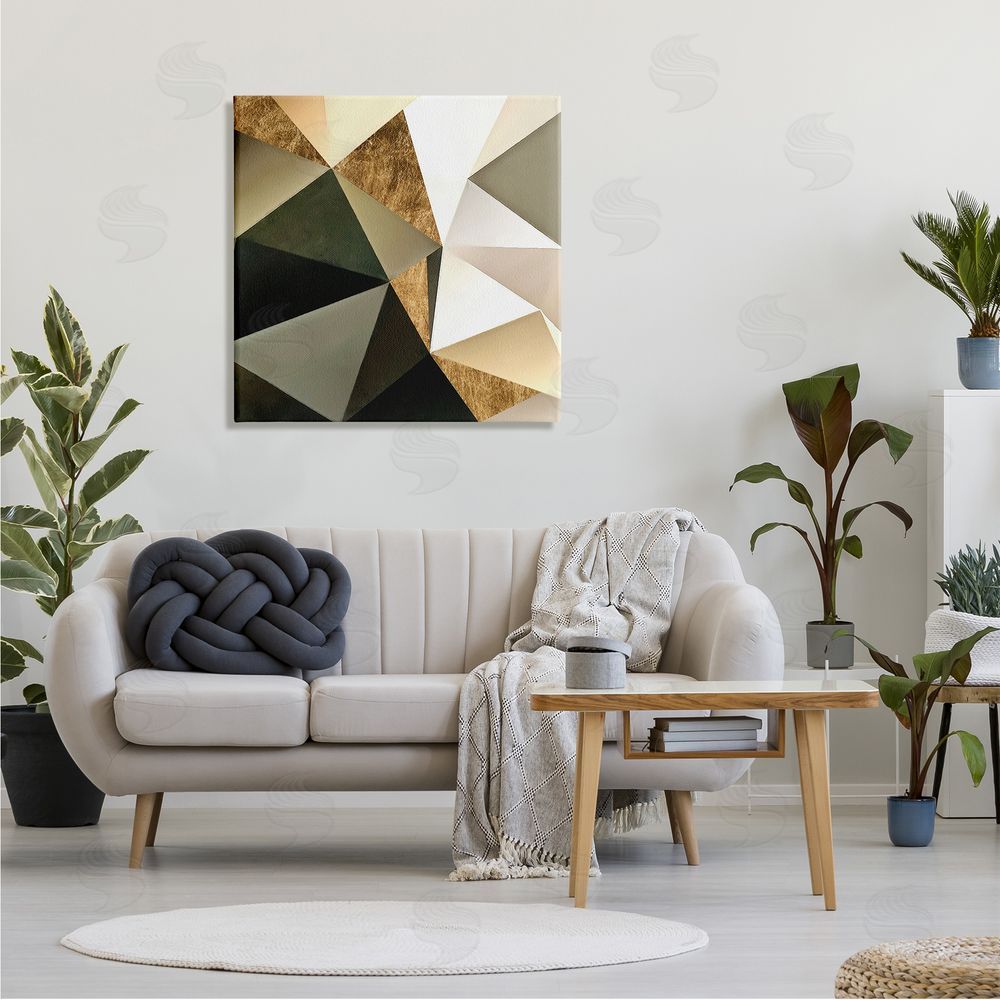 Alonzo Saunders Modern Geometric Triangle Collage Bold Abstract Shapes Canvas Wall Art in Room