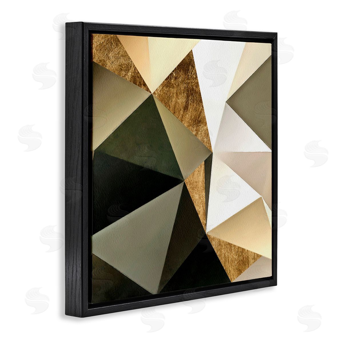 Alonzo Saunders Modern Geometric Triangle Collage Bold Abstract Shapes Black Floating Frame Canvas Wall Art Print