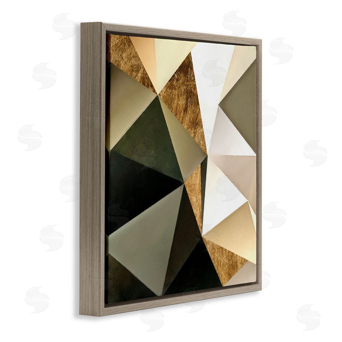 Alonzo Saunders Modern Geometric Triangle Collage Bold Abstract Shapes Brown Floating Frame Canvas Wall Art Print