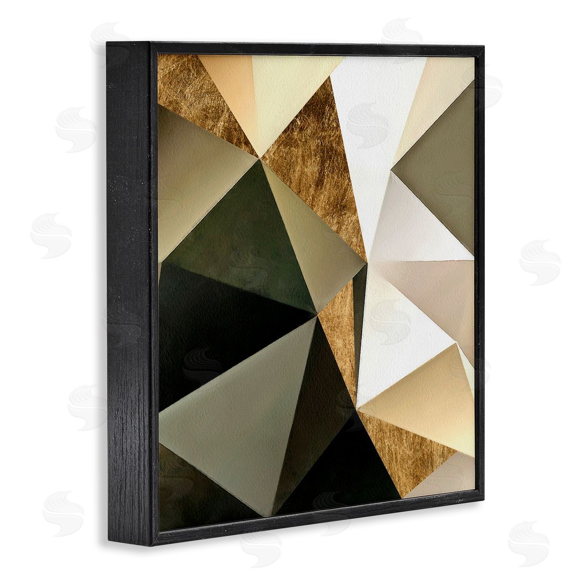 Alonzo Saunders Modern Geometric Triangle Collage Bold Abstract Shapes Black Framed Glicee Wall Art Print