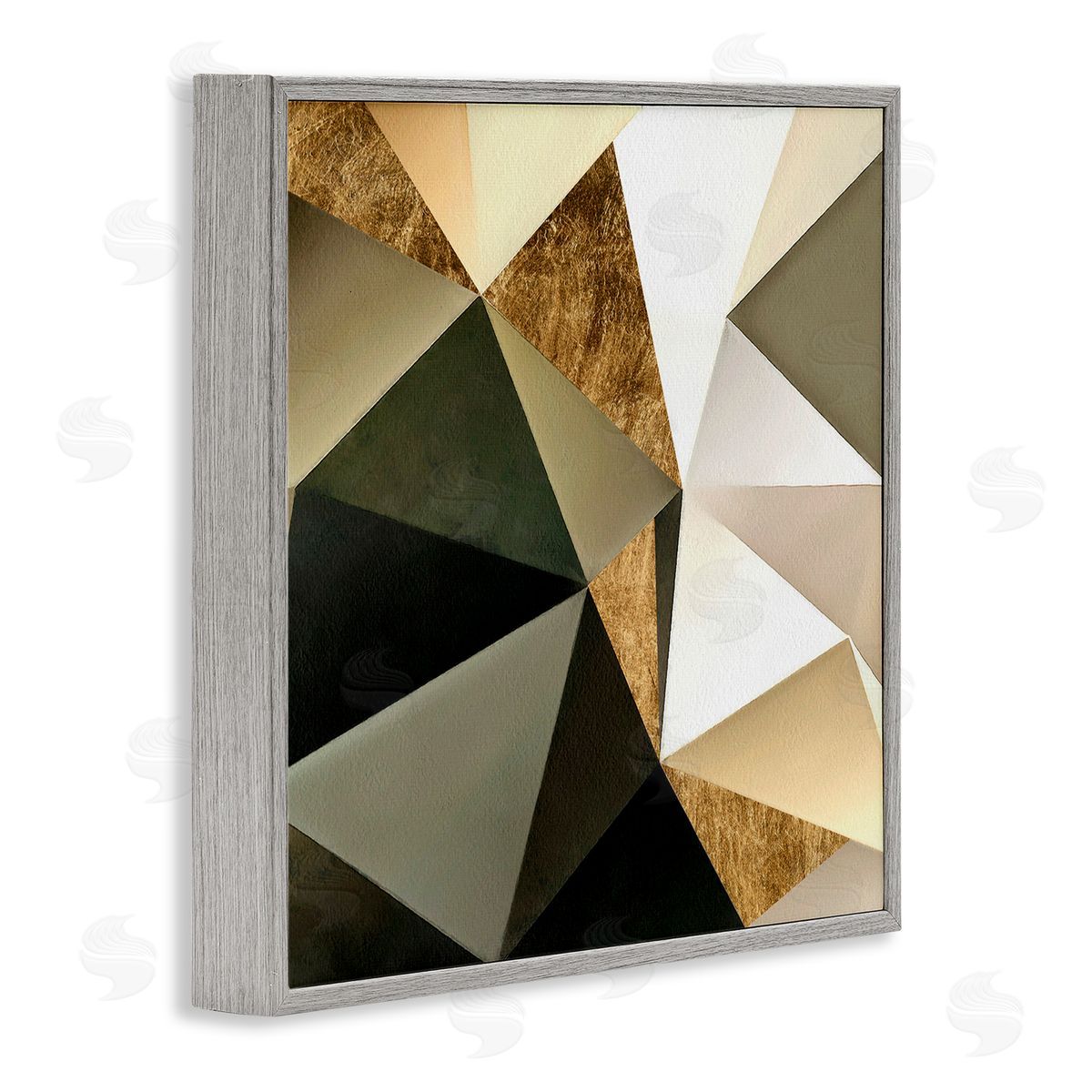 Alonzo Saunders Modern Geometric Triangle Collage Bold Abstract Shapes Gray Framed Glicee Wall Art Print