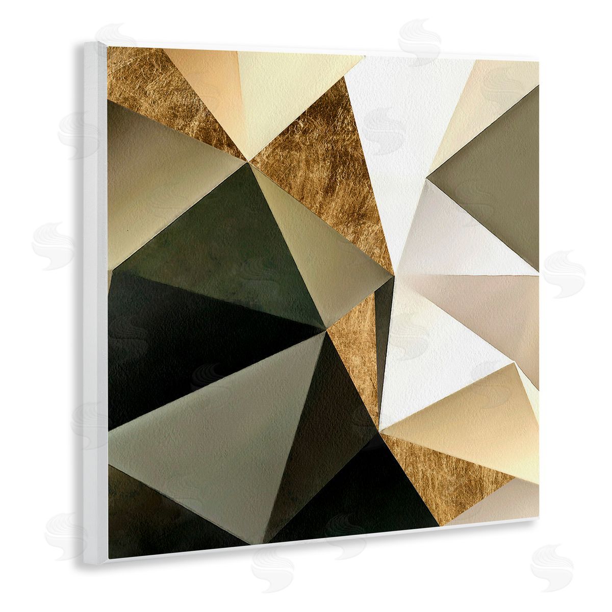 Alonzo Saunders Modern Geometric Triangle Collage Bold Abstract Shapes Wooden Wall Plaque Art Print