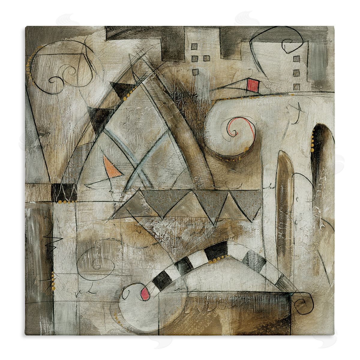 Eric Waugh Traditional European City Abstract Painting Rustic Pillars Stretched Canvas Wall Art Print