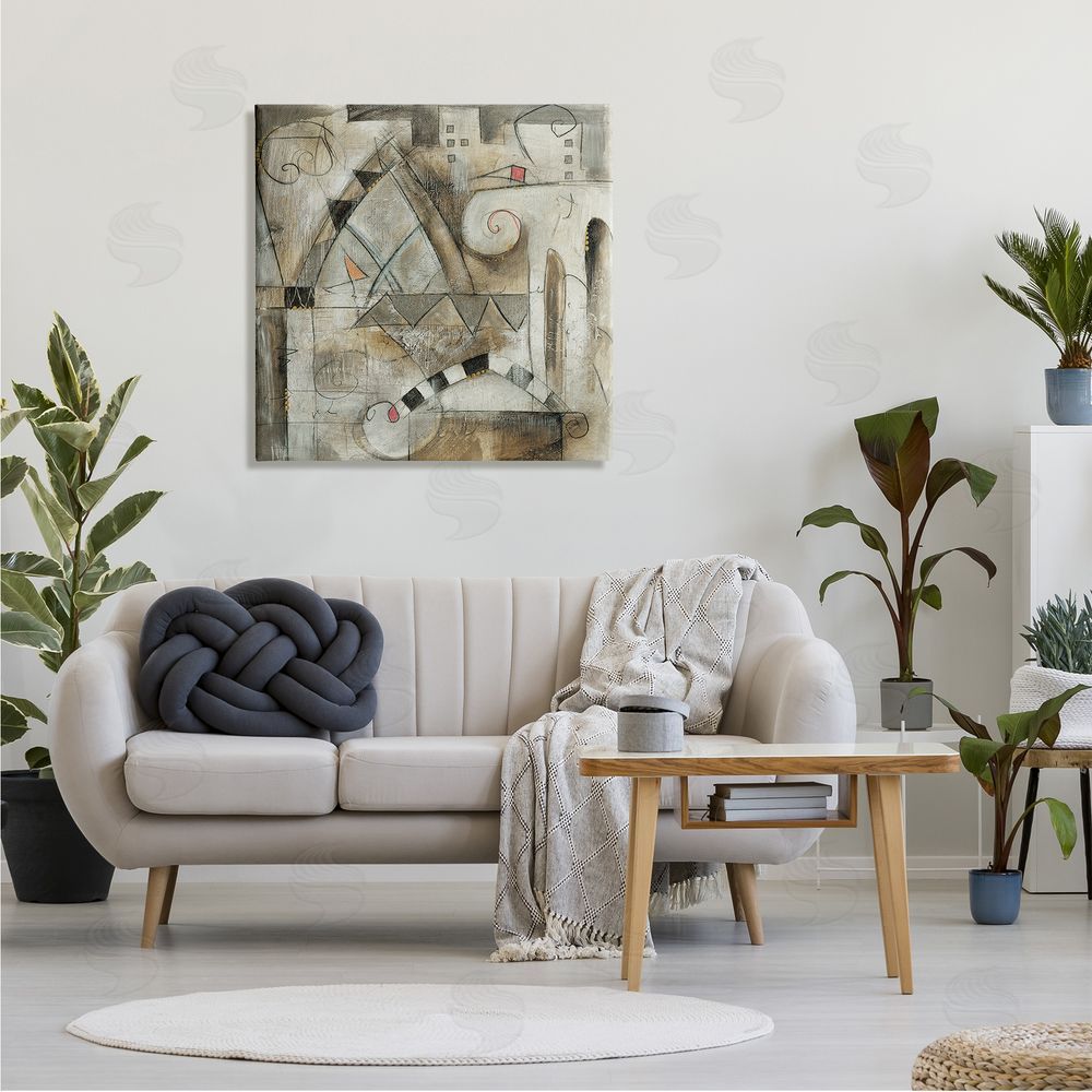Eric Waugh Traditional European City Abstract Painting Rustic Pillars Canvas Wall Art in Room