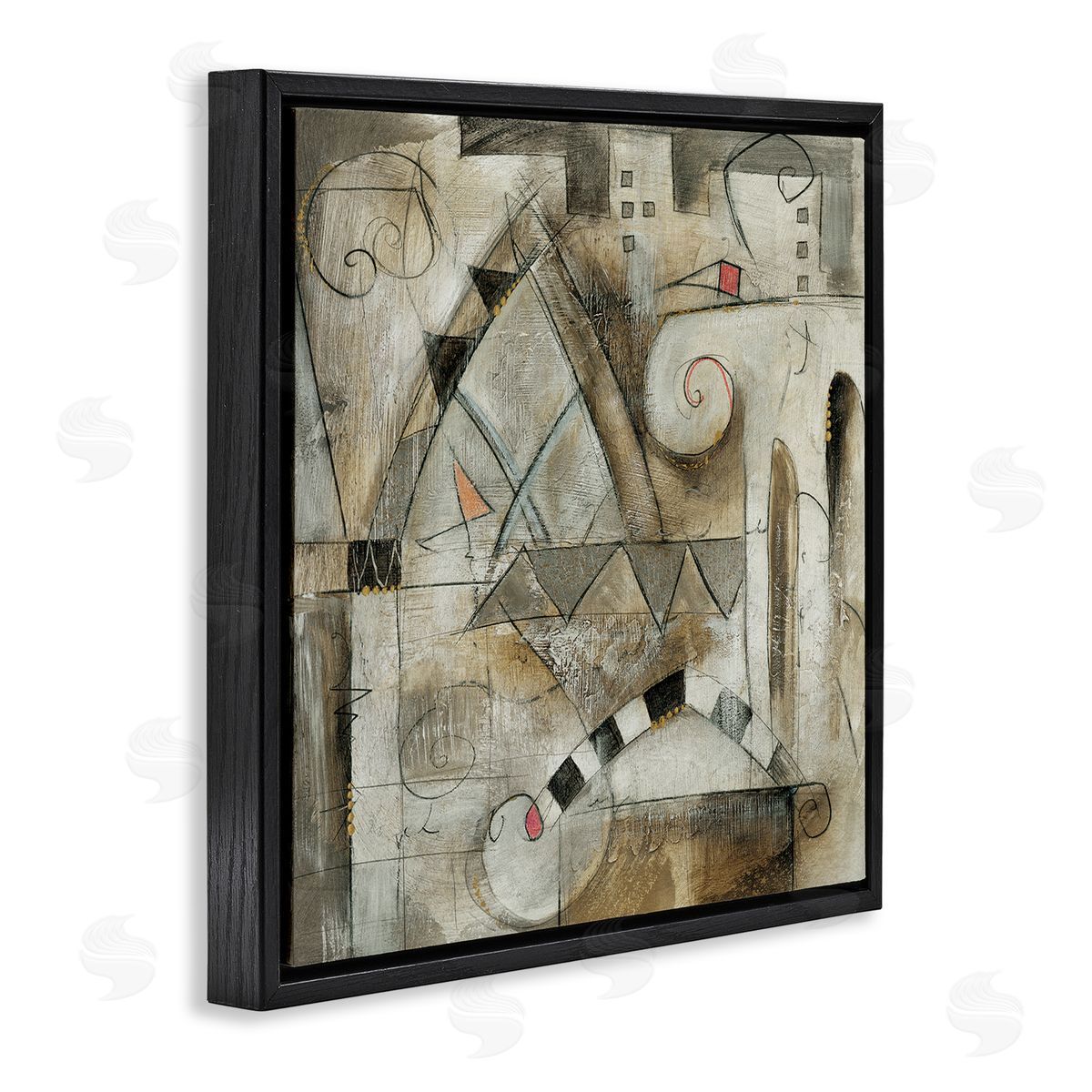 Eric Waugh Traditional European City Abstract Painting Rustic Pillars Black Floating Frame Canvas Wall Art Print
