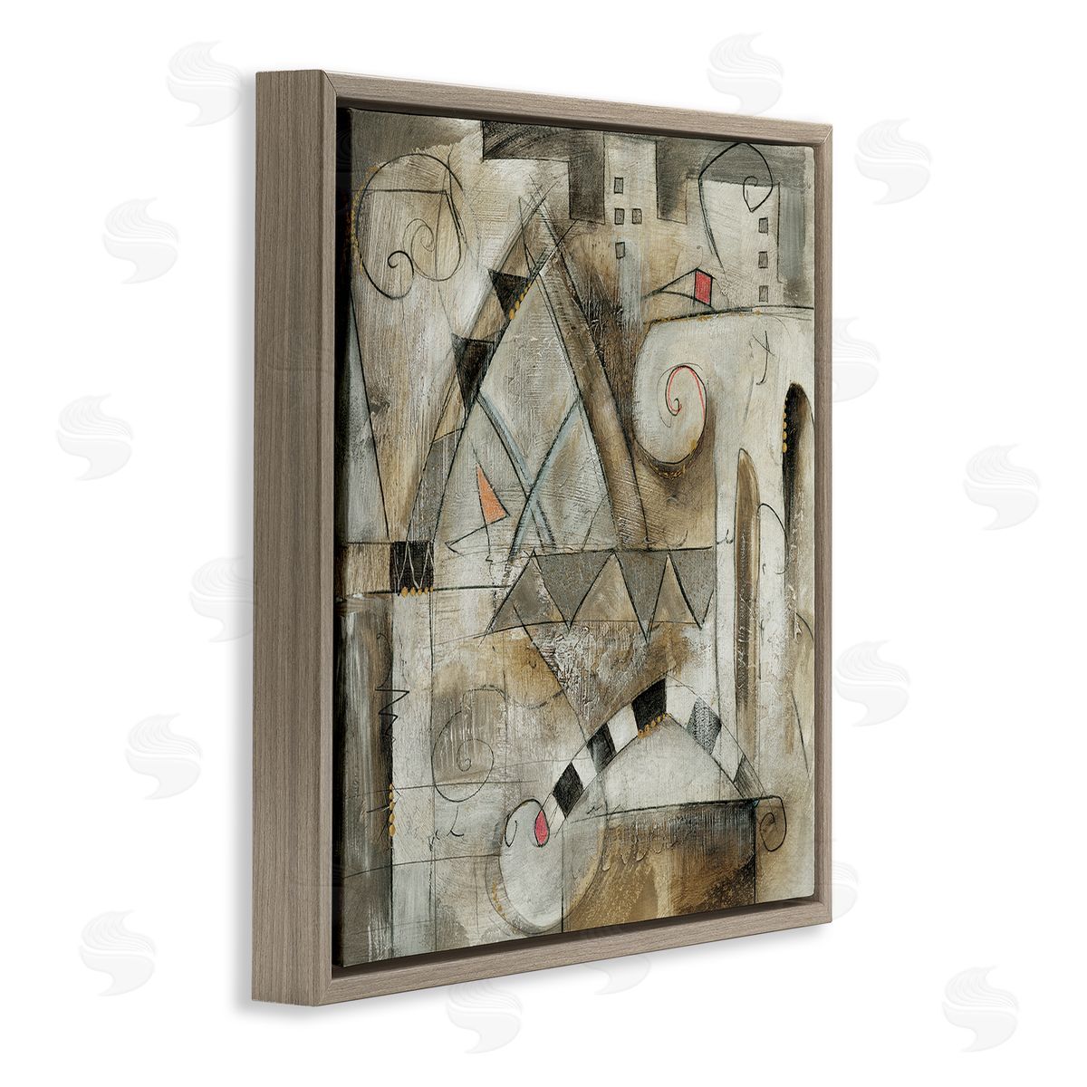 Eric Waugh Traditional European City Abstract Painting Rustic Pillars Brown Floating Frame Canvas Wall Art Print