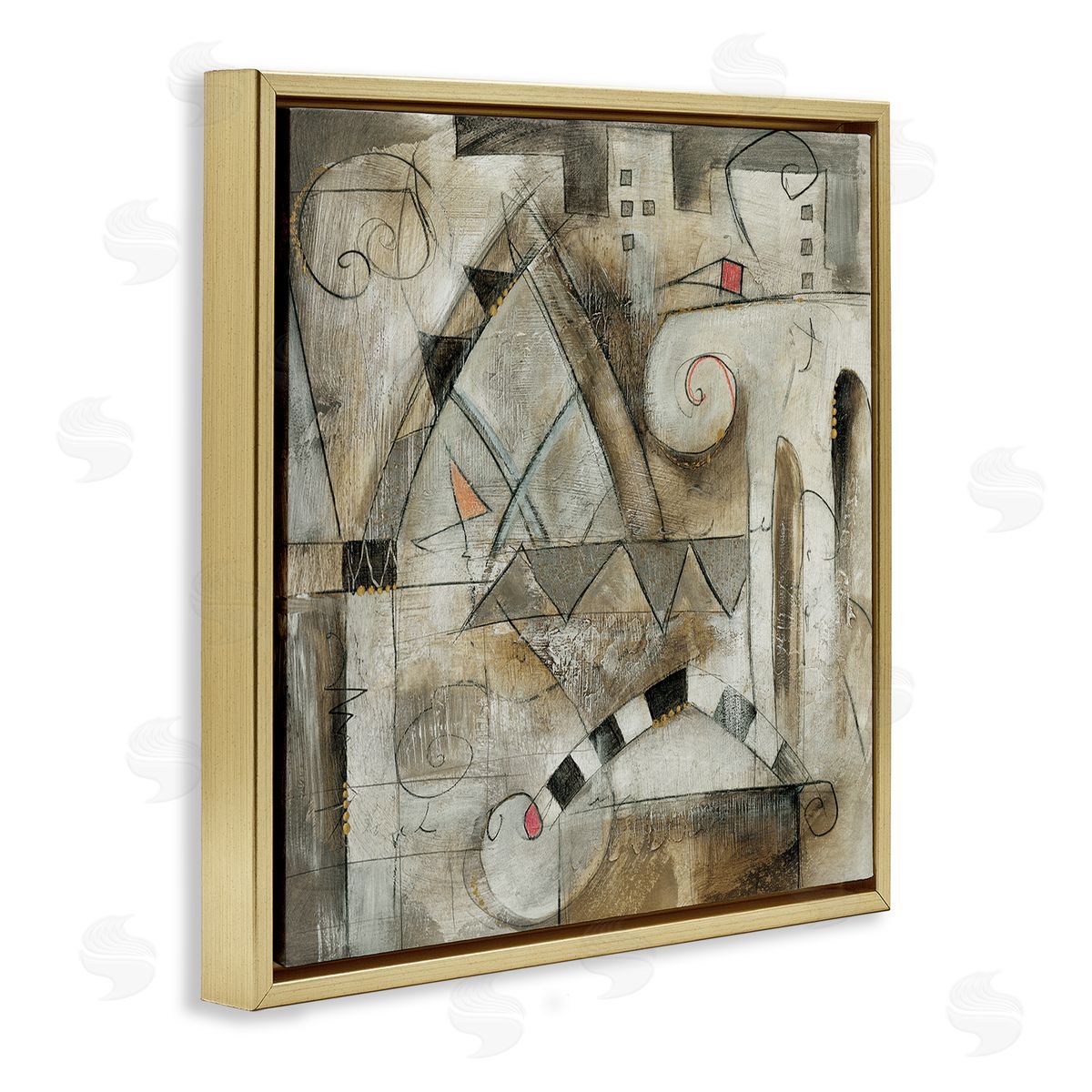 Eric Waugh Traditional European City Abstract Painting Rustic Pillars Gold Floating Frame Canvas Wall Art Print