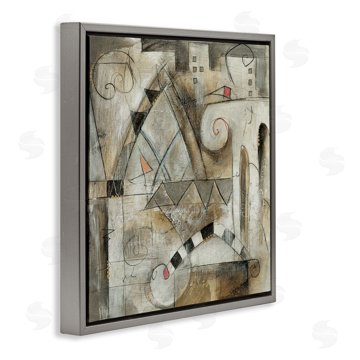 Eric Waugh Traditional European City Abstract Painting Rustic Pillars Gray Floating Frame Canvas Wall Art Print