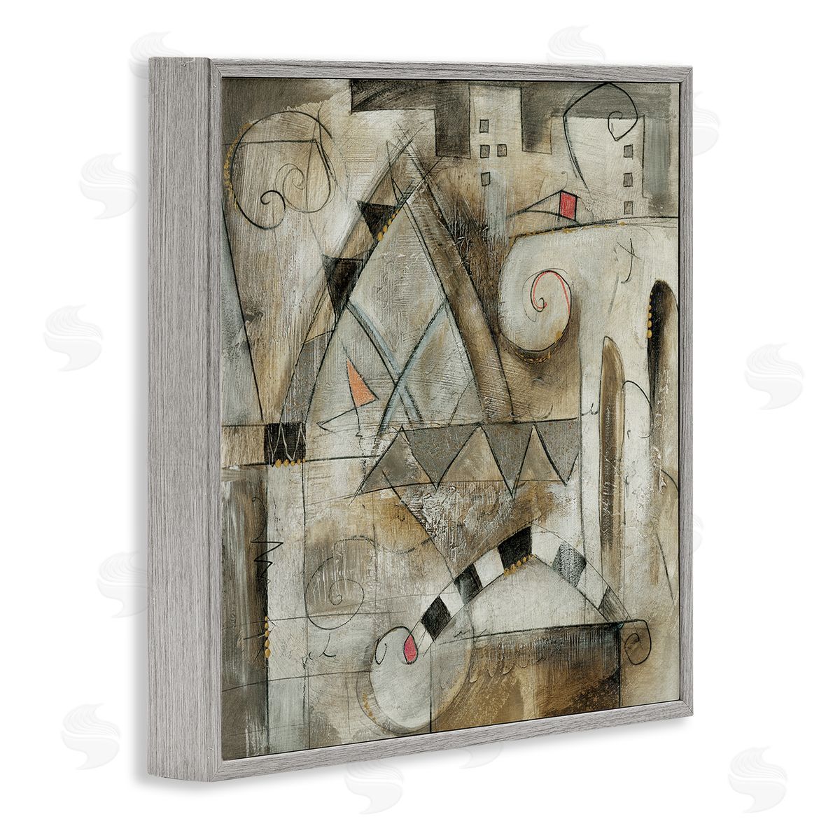 Eric Waugh Traditional European City Abstract Painting Rustic Pillars Gray Framed Glicee Wall Art Print