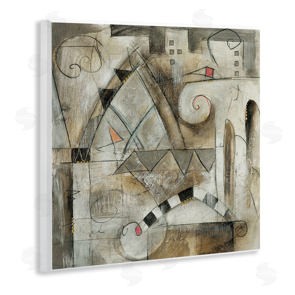 Eric Waugh Traditional European City Abstract Painting Rustic Pillars Wooden Wall Plaque Art Print