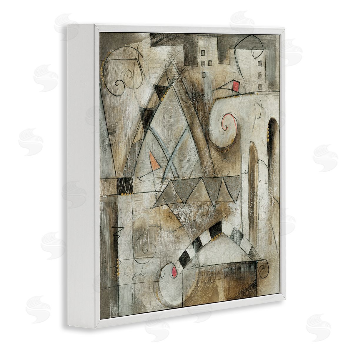 Eric Waugh Traditional European City Abstract Painting Rustic Pillars White Framed Glicee Wall Art Print