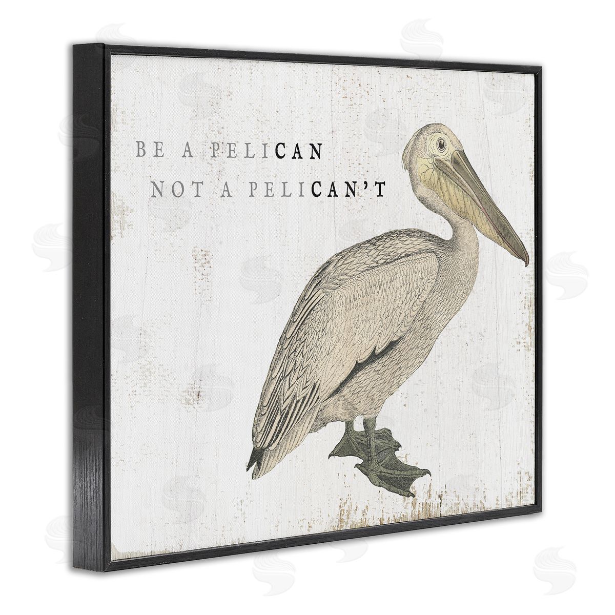 Funny Pelican Beach Phrase Pun Black Frame Print Wall Art, Home Decor by Stupell Studio