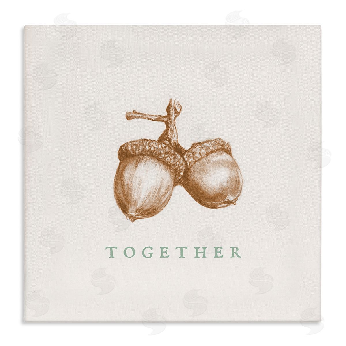 Stupell Studio Together Funny Phrase Vintage Acorn Pair Tree Nut Stretched Canvas Wall Art Print