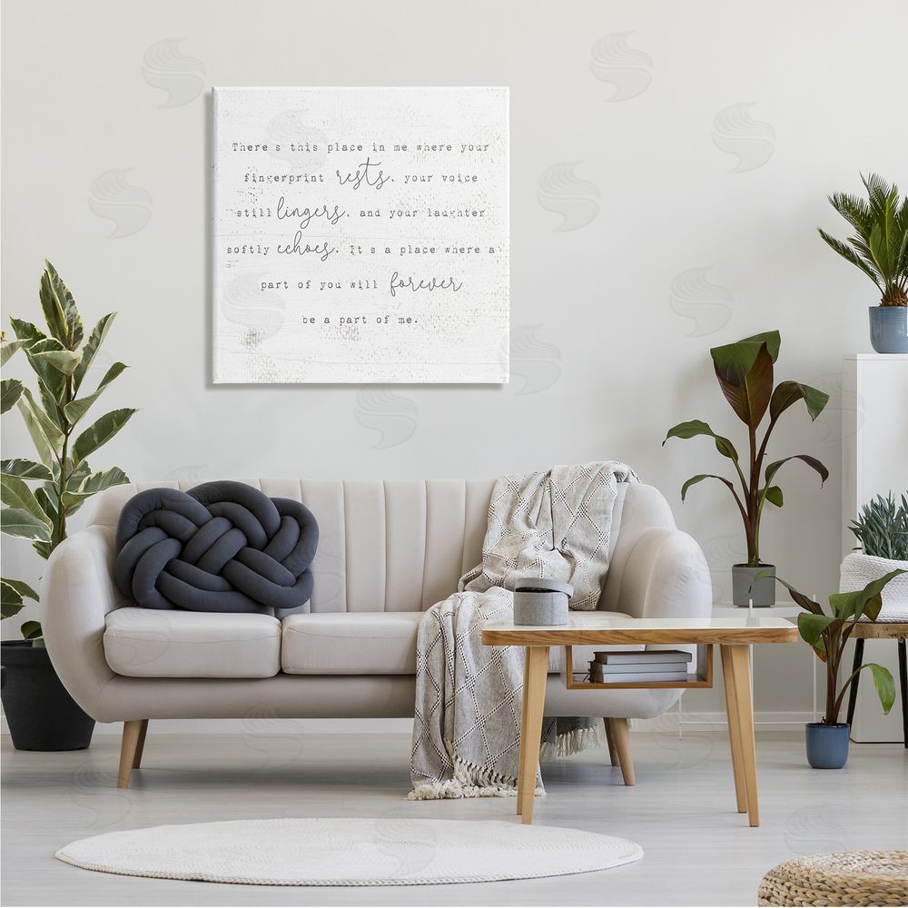 Stupell Studio Where Your Fingerprint Rests Motivational Romantic Phrase Canvas Wall Art in Room