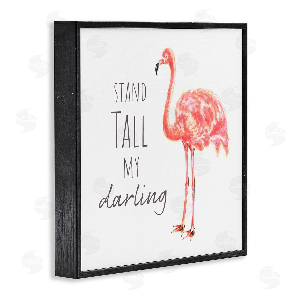 Reesa Qualia Stand Tall My Darling Motivational Phrase Pink Flamingo Black Framed Glicee Wall Art Print