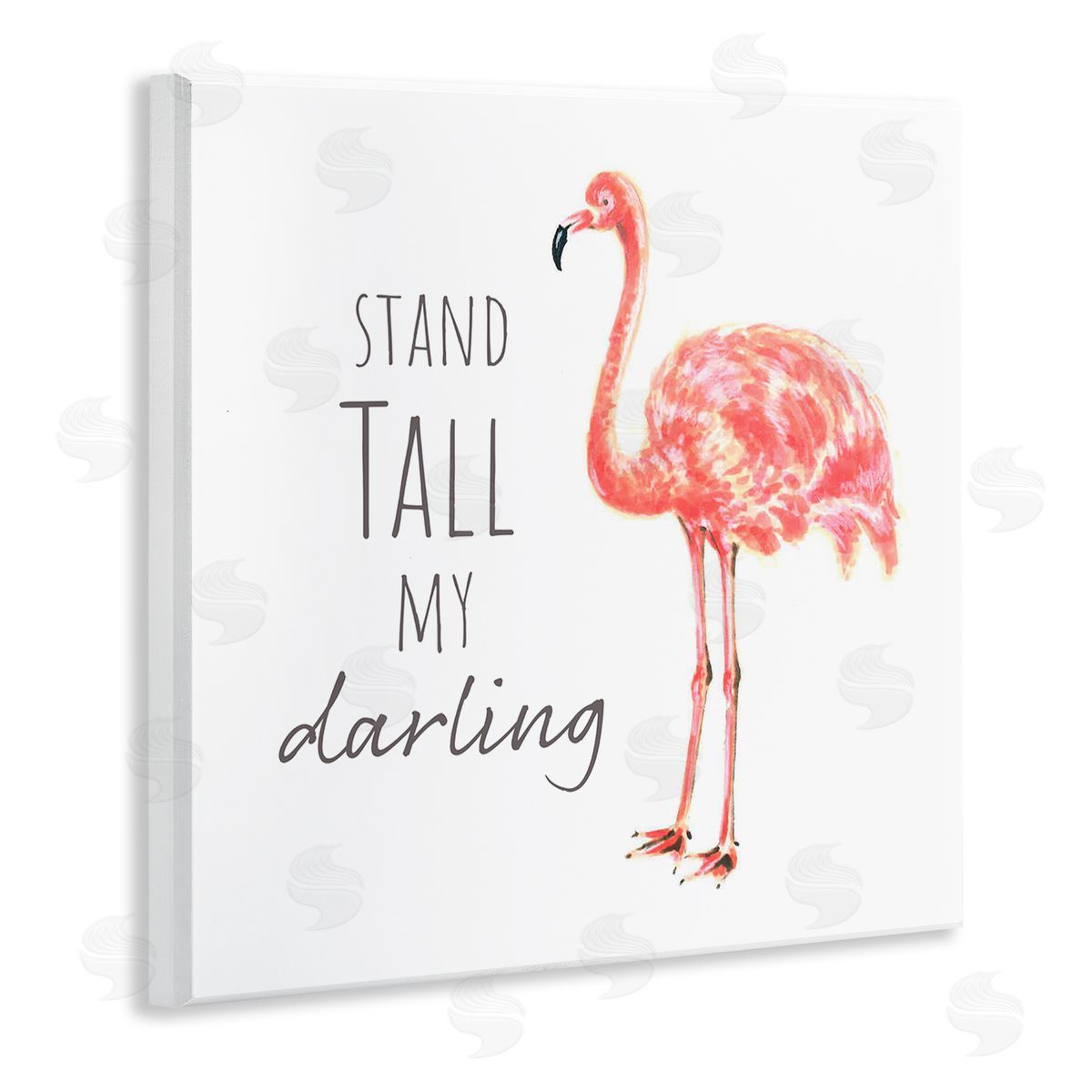 Reesa Qualia Stand Tall My Darling Motivational Phrase Pink Flamingo Wooden Wall Plaque Art Print