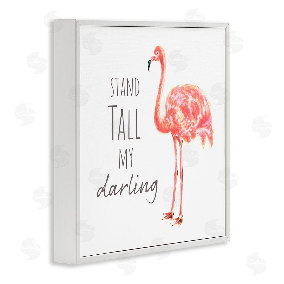 Reesa Qualia Stand Tall My Darling Motivational Phrase Pink Flamingo White Framed Glicee Wall Art Print
