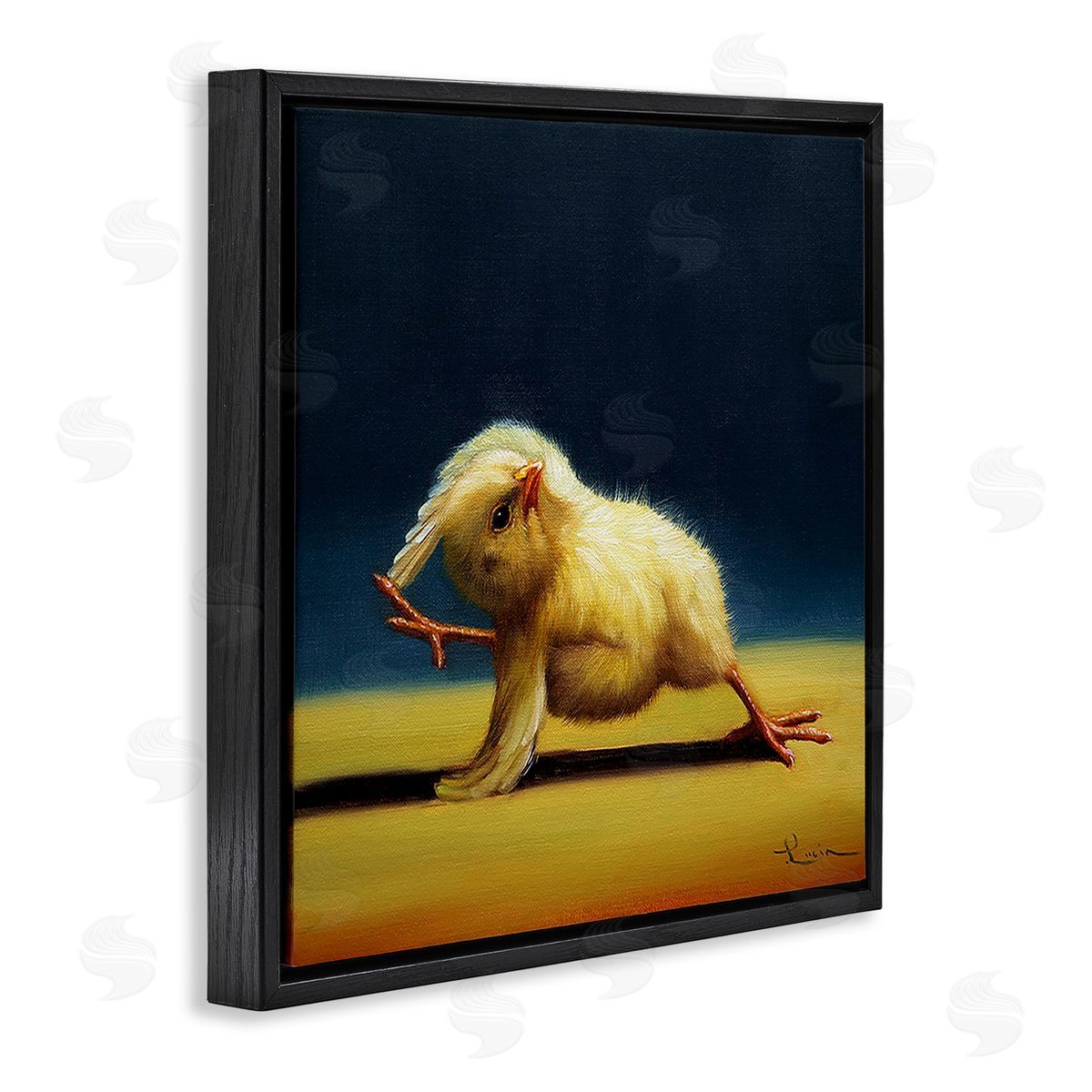 Lucia Heffernan Yoga Chicks Side Angle Pose Funny Animal Painting Black Floating Frame Canvas Wall Art Print