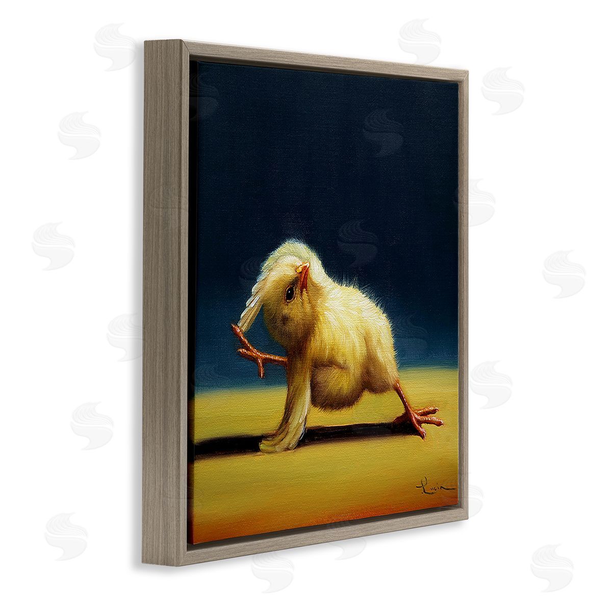 Lucia Heffernan Yoga Chicks Side Angle Pose Funny Animal Painting Brown Floating Frame Canvas Wall Art Print