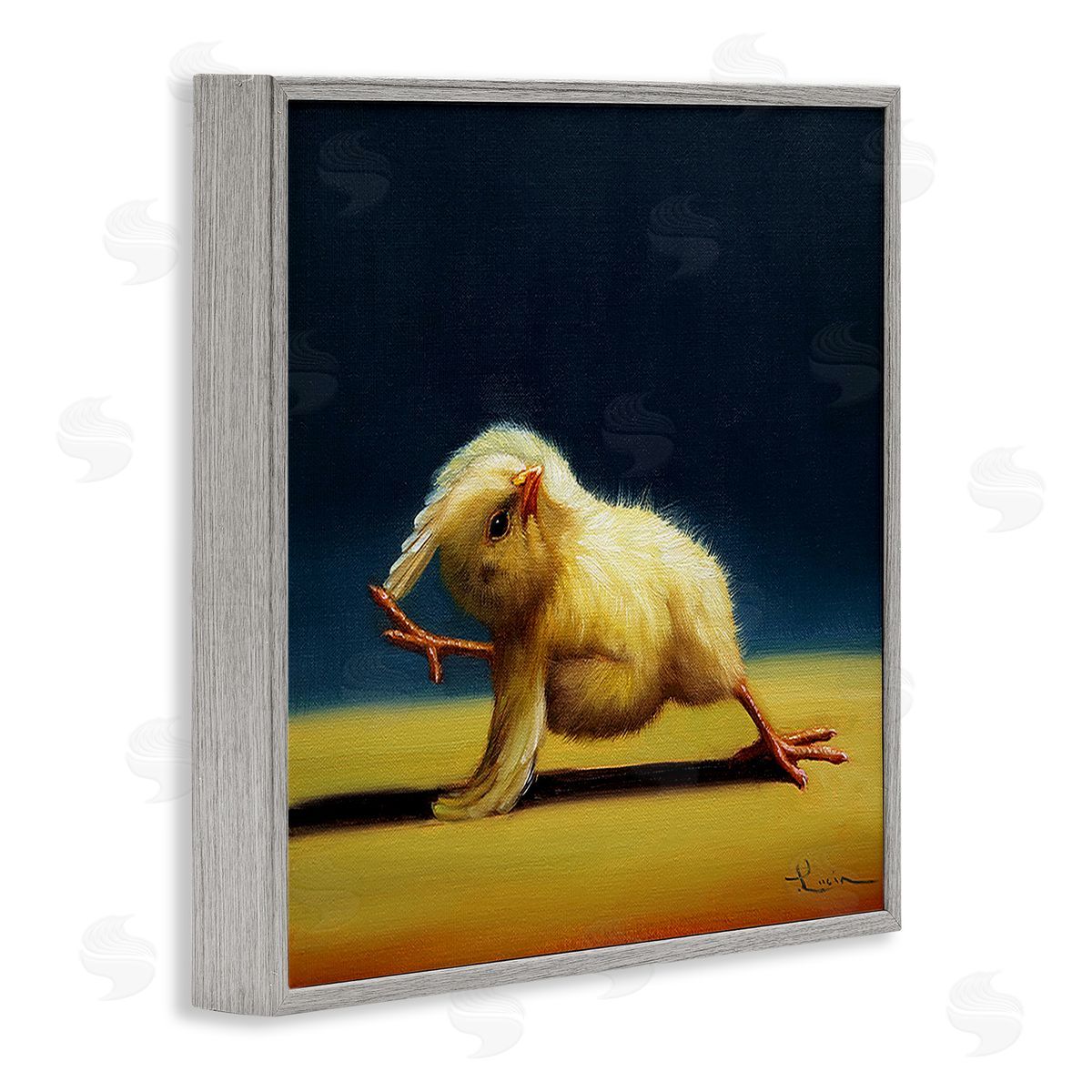 Lucia Heffernan Yoga Chicks Side Angle Pose Funny Animal Painting Gray Framed Glicee Wall Art Print