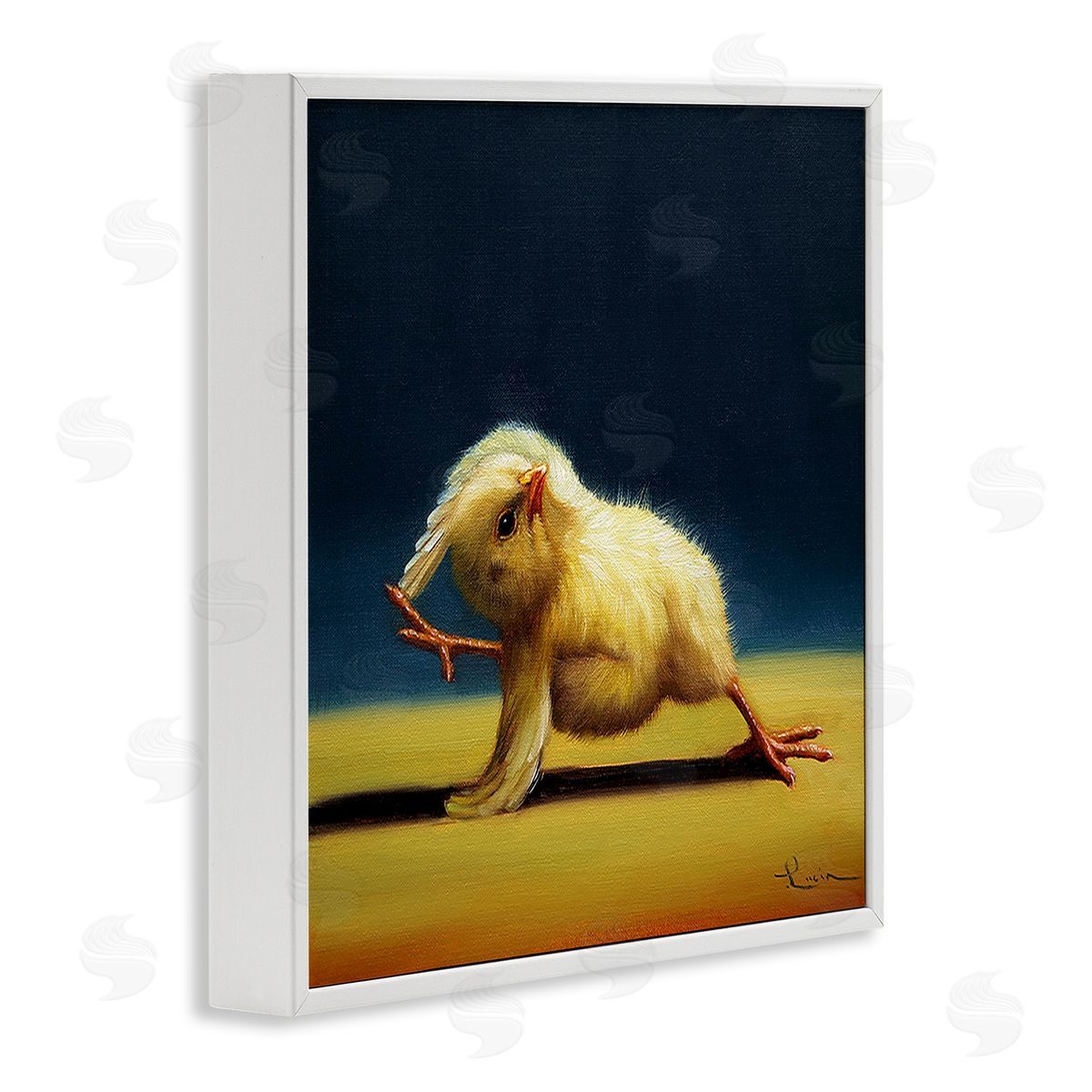 Lucia Heffernan Yoga Chicks Side Angle Pose Funny Animal Painting White Framed Glicee Wall Art Print