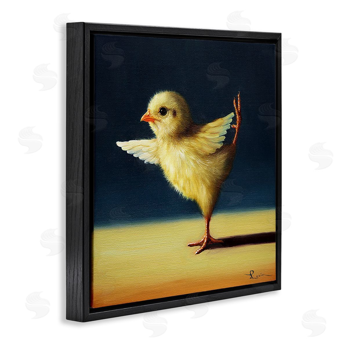 Yoga Chicks Funny Animal Painting Black Floating Frame Canvas Wall Art, Home Decor by Lucia Heffernan