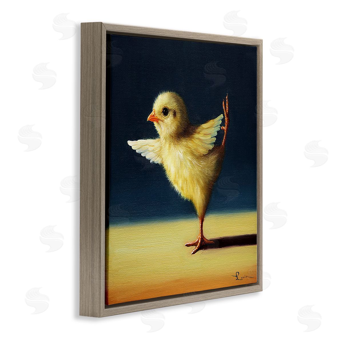 Yoga Chicks Funny Animal Painting Brown Floating Frame Canvas Wall Art, Home Decor by Lucia Heffernan