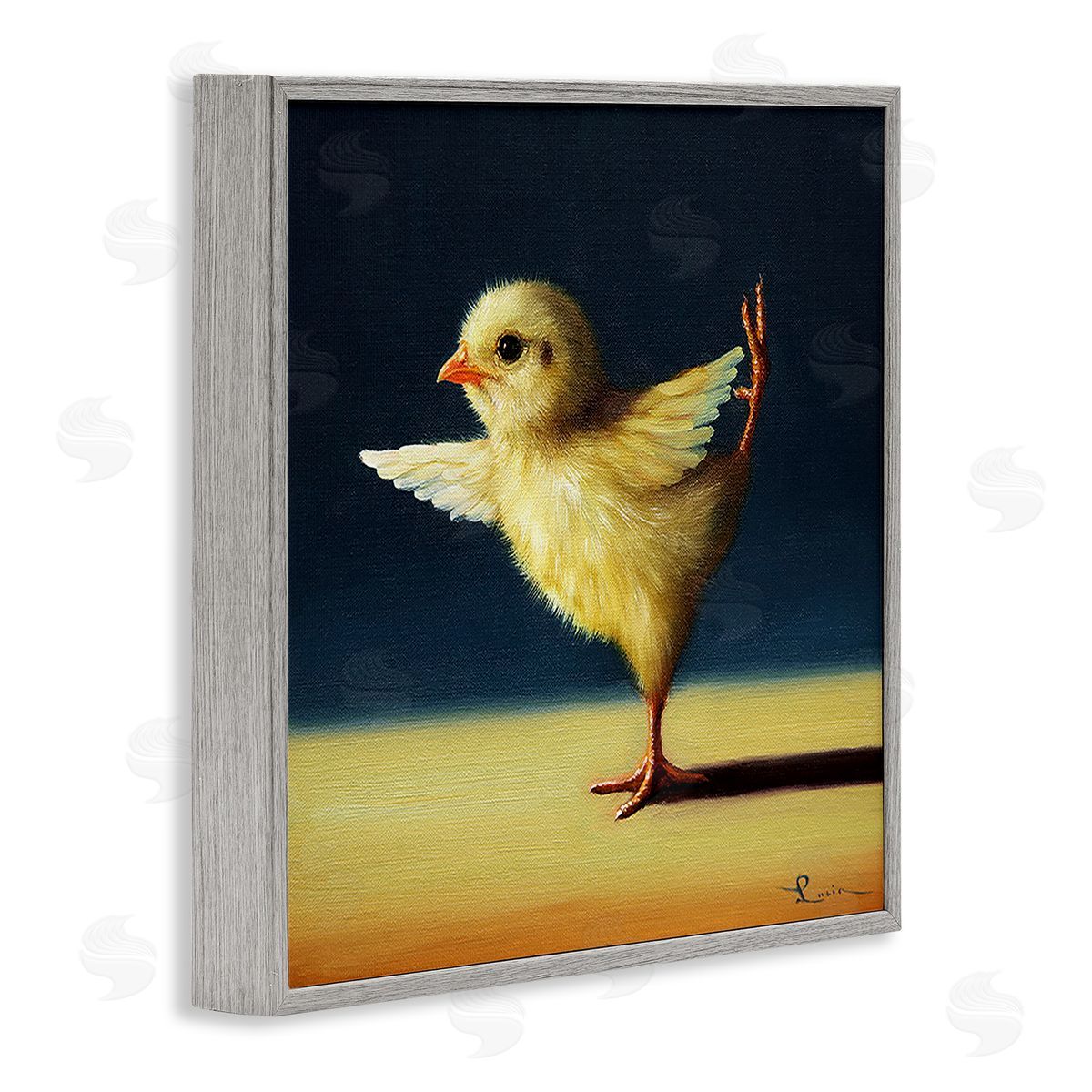 Yoga Chicks Funny Animal Painting Grey Frame Print Wall Art, Home Decor by Lucia Heffernan