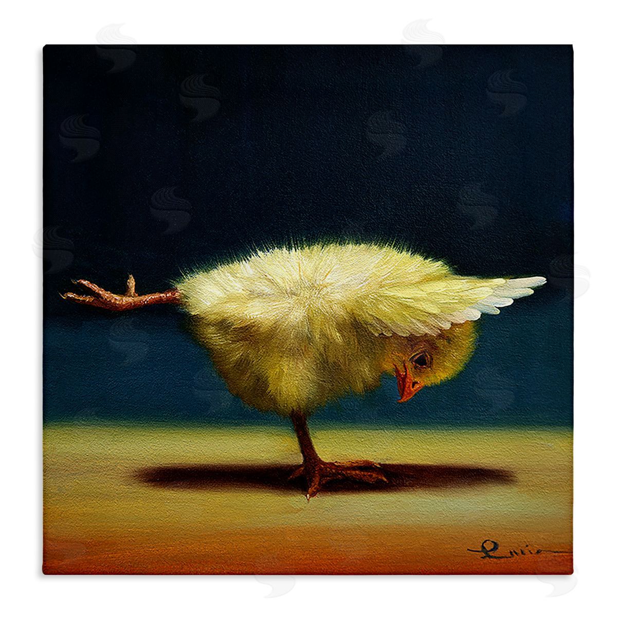 Lucia Heffernan Yoga Chicks Warrior III Pose Funny Animal Painting Stretched Canvas Wall Art Print