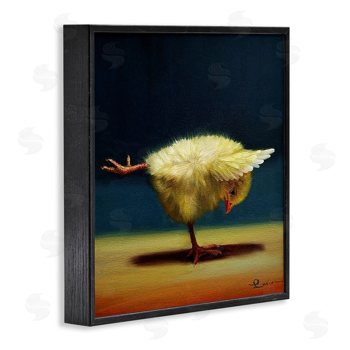 Lucia Heffernan Yoga Chicks Warrior III Pose Funny Animal Painting Black Framed Glicee Wall Art Print