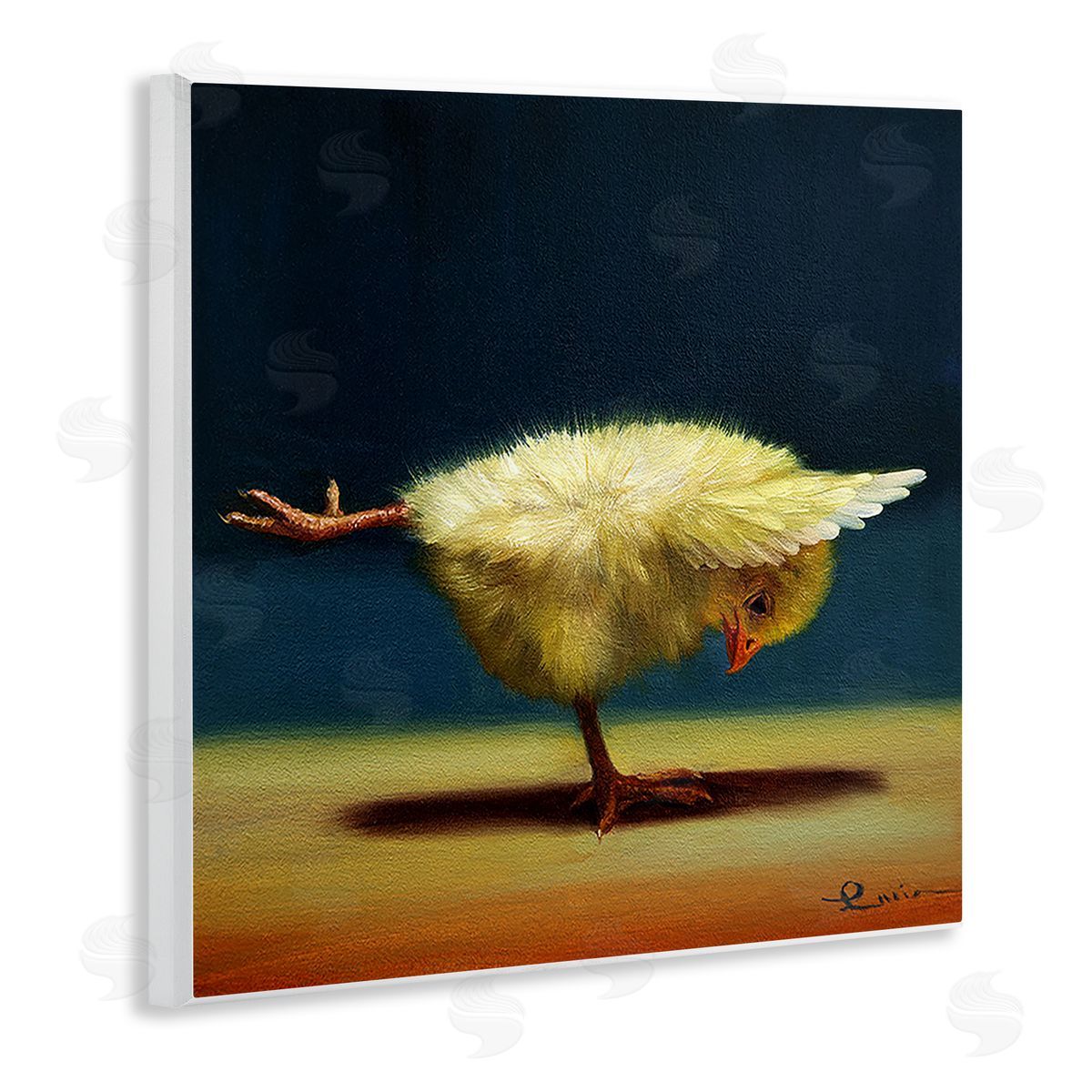 Lucia Heffernan Yoga Chicks Warrior III Pose Funny Animal Painting Wooden Wall Plaque Art Print