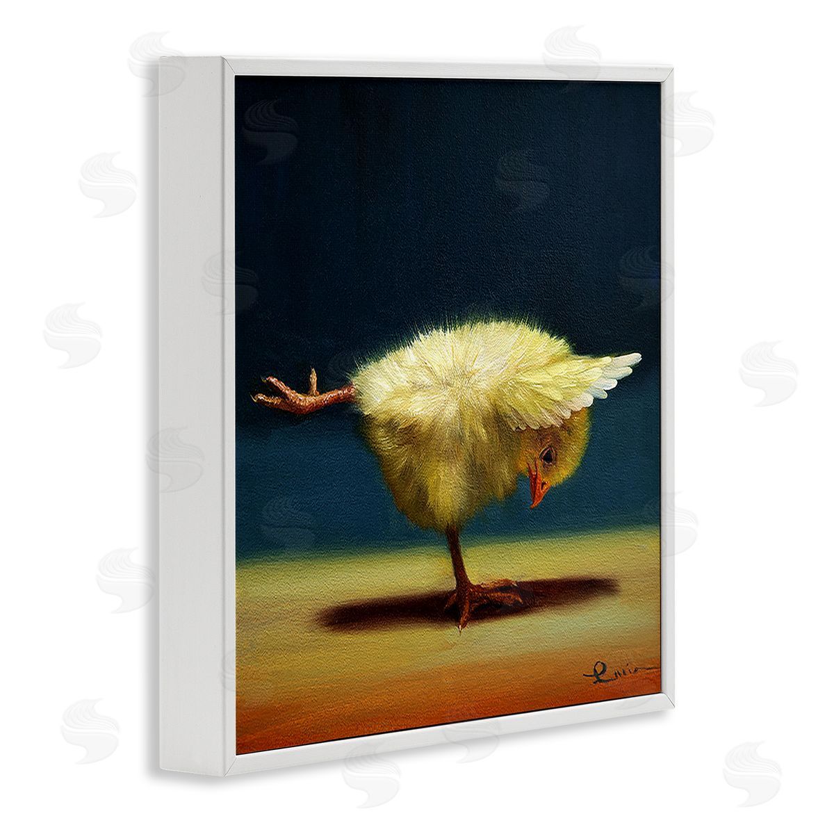 Lucia Heffernan Yoga Chicks Warrior III Pose Funny Animal Painting White Framed Glicee Wall Art Print