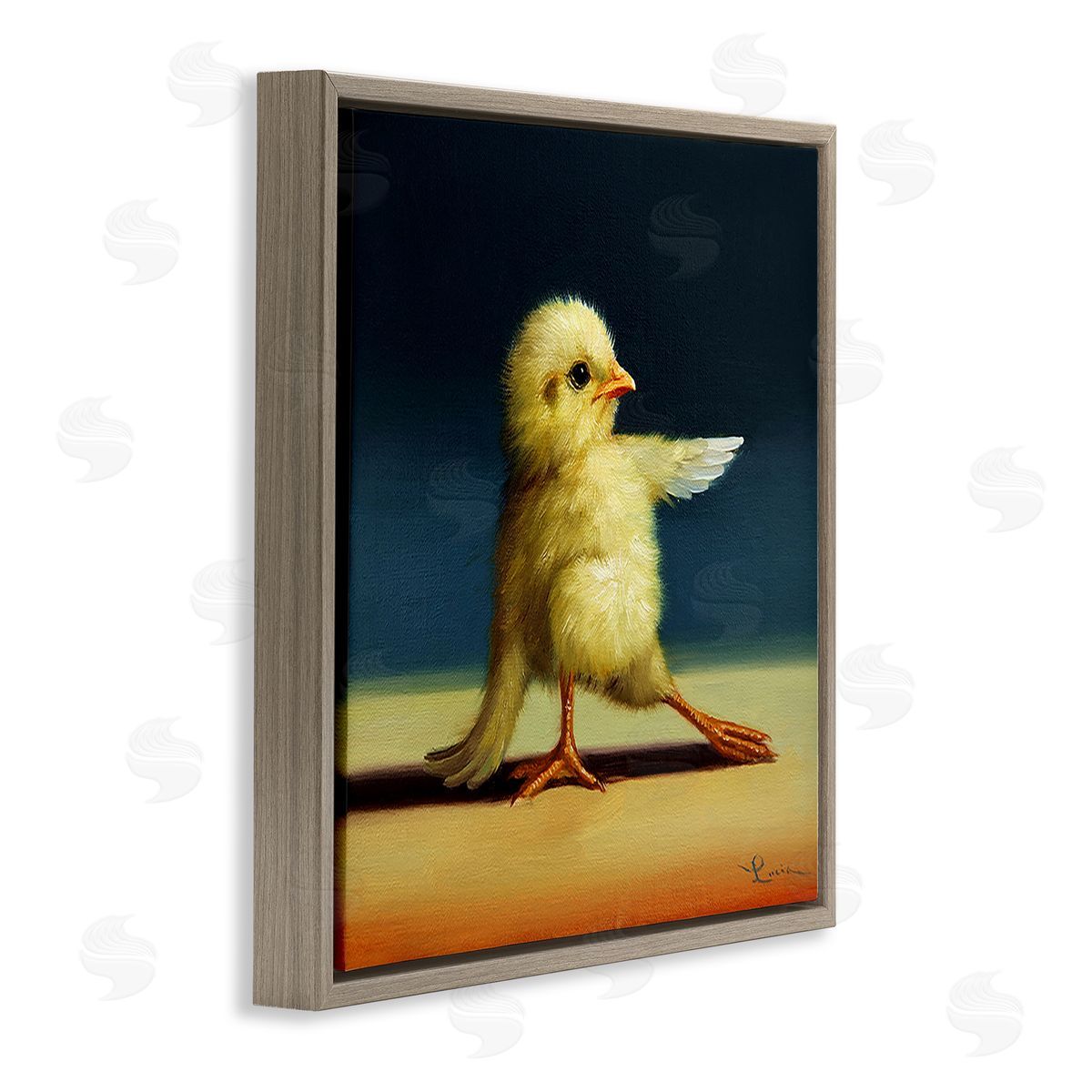 Lucia Heffernan Yoga Chicks Funny Animal Painting Twisted Warrior Brown Floating Frame Canvas Wall Art Print